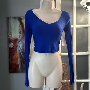 Free People Blue Tie Back Crop XS